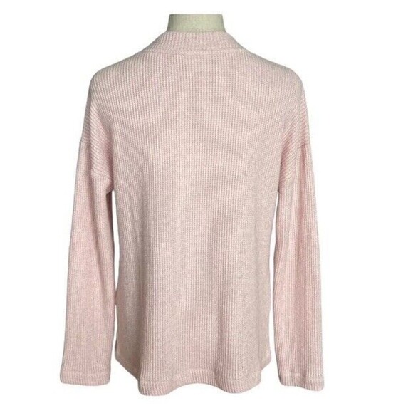 J Jill Sweater Pullover Henley V-Neck Long Sleeve Button Front Waffle Pink SZ S - Picture 6 of 12